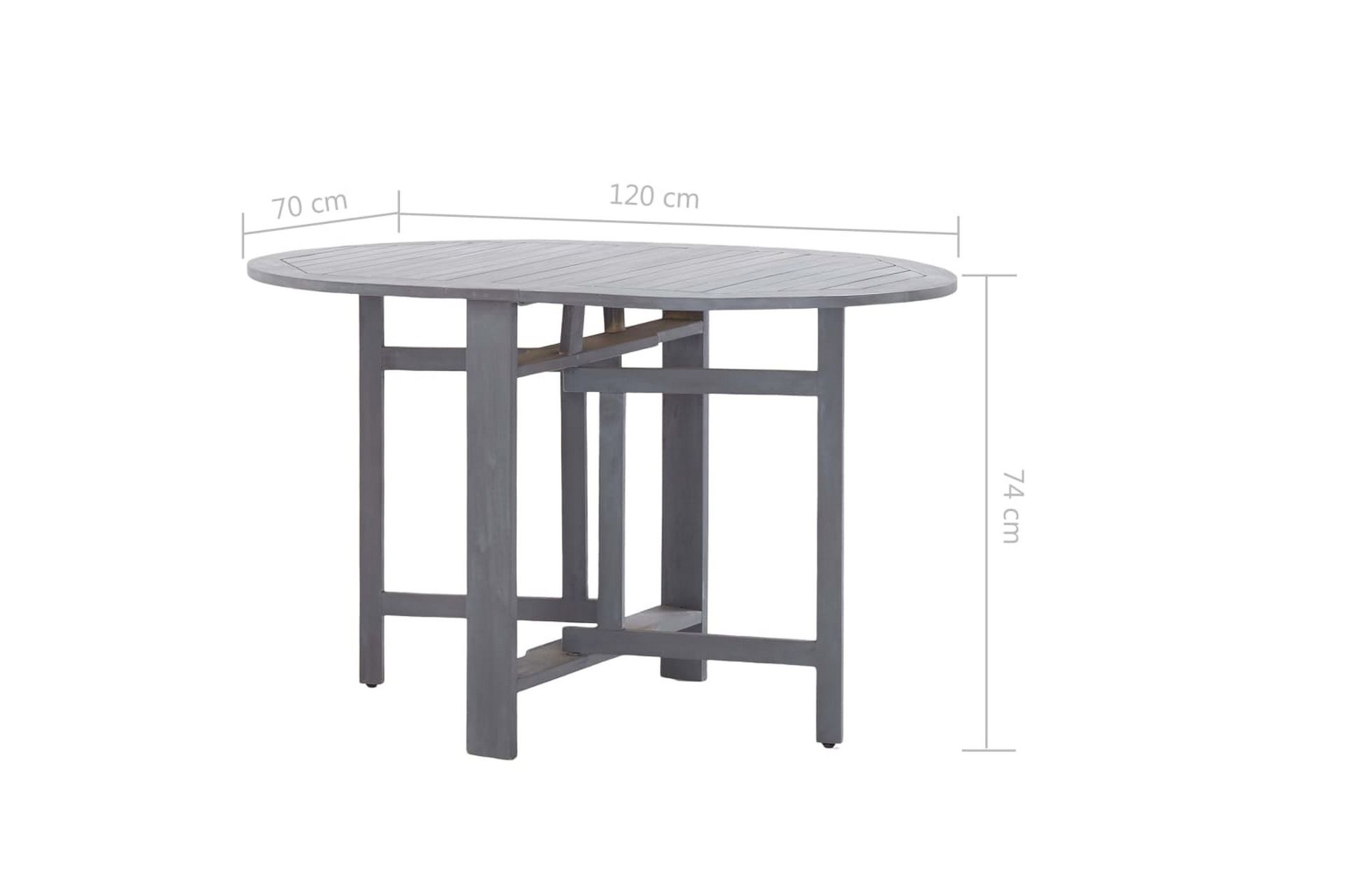 Hagebord grå 120x70x74 cm heltre akasie - Hagemøbler - Hagebord - Cafebord