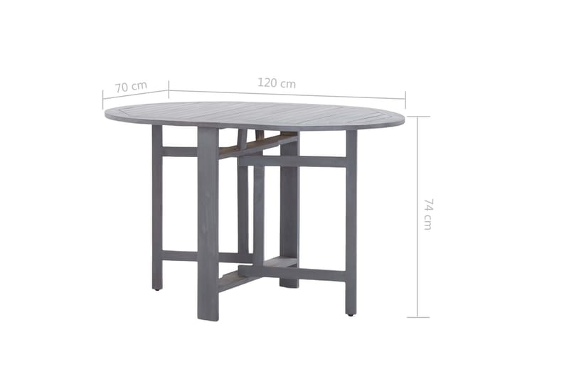 Hagebord grå 120x70x74 cm heltre akasie - Hagemøbler - Hagebord - Cafebord
