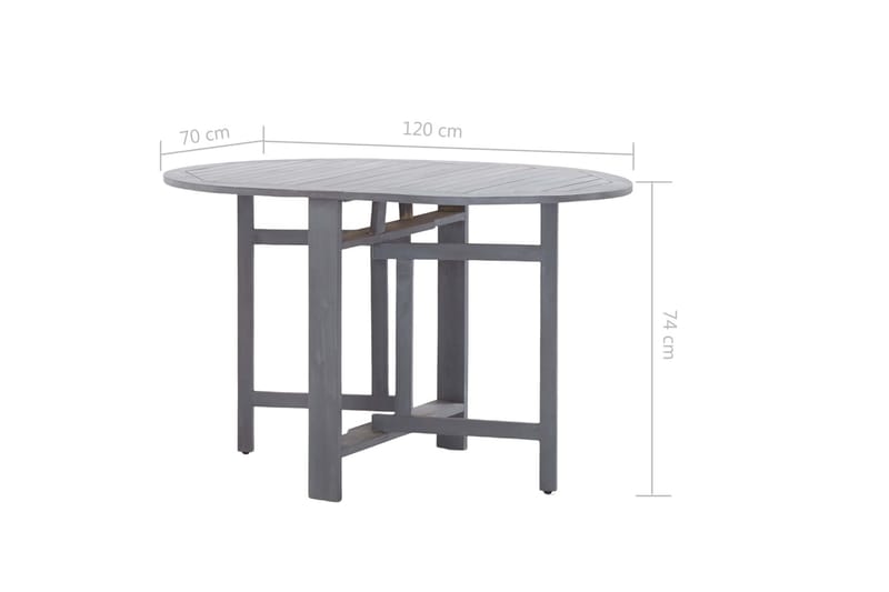 Hagebord grå 120x70x74 cm heltre akasie - Cafebord - Balkongbord