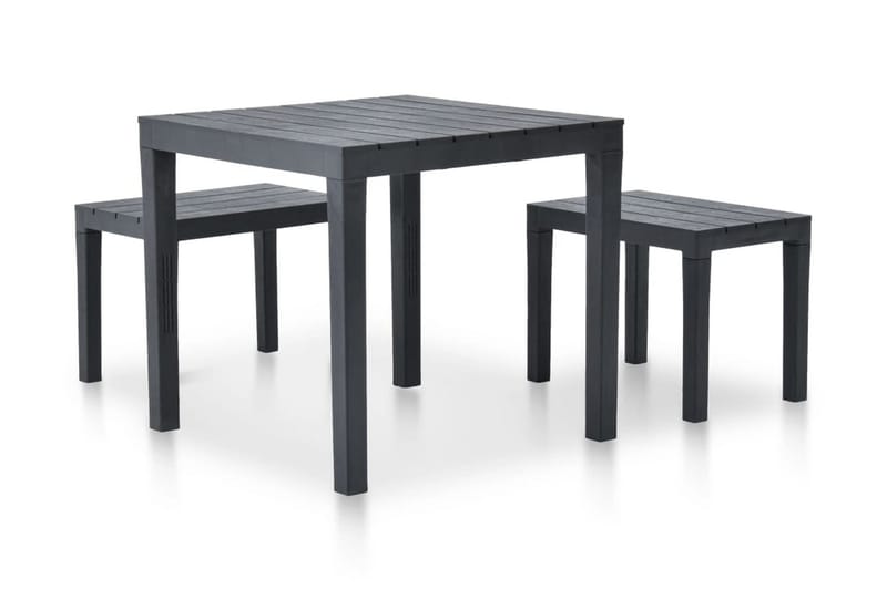 Hagebord med 2 benker plast antrasitt - Hagemøbler - Hagebord - Cafebord