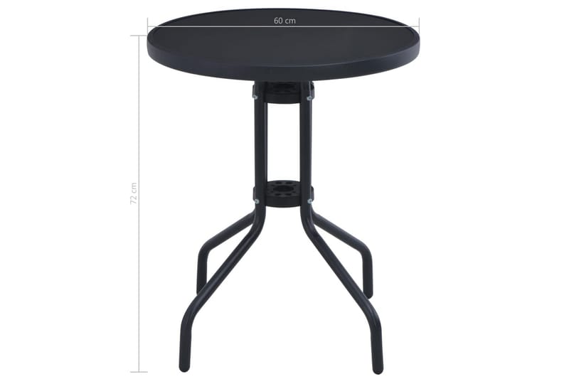 Hagebord svart 60 cm stål & glass - Hagemøbler - Hagebord - Cafebord