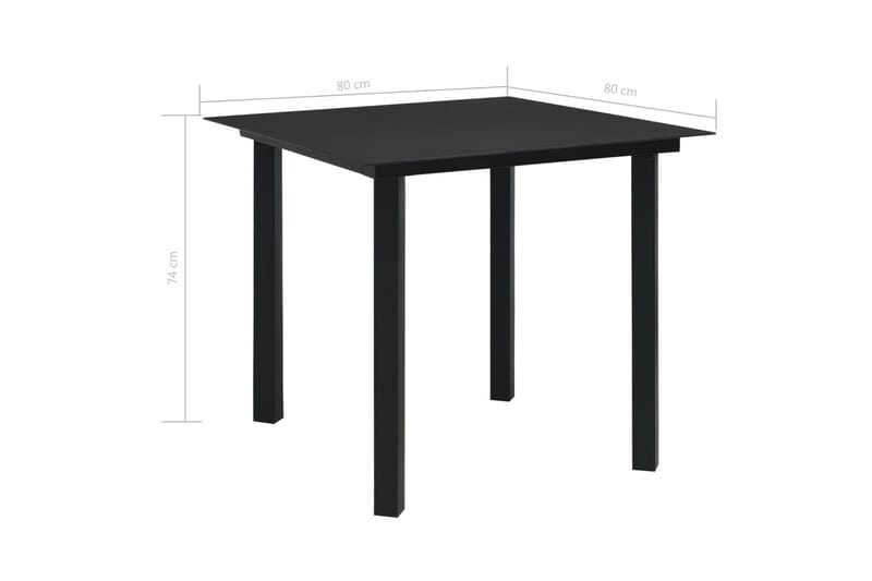 Hagebord svart 80x80x74 cm stål og glass - Cafebord - Balkongbord