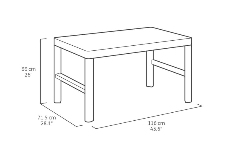 Lyon Cafébord 116 cm Antrasitt - Keter - Hagemøbler - Hagebord - Cafebord