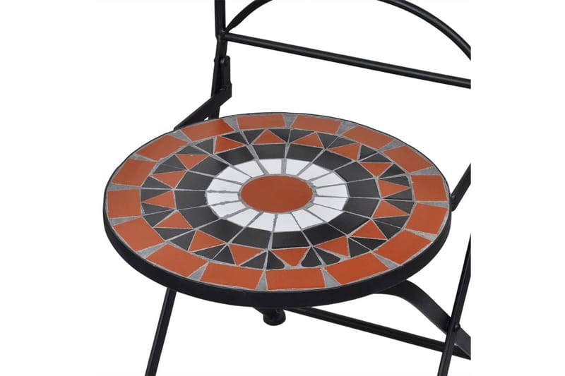 Mosaikkbistrosett keramikkfliser 3 deler terrakotta & hvit - Cafebord - Balkongbord