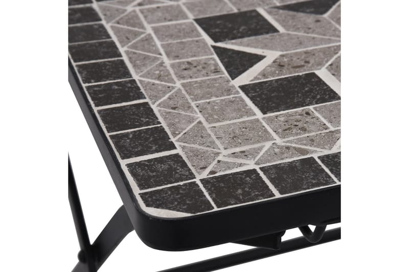 Mosaikkbistrosett med keramikkfliser 3 deler grå - Cafebord - Balkongbord