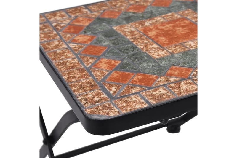 Mosaikkbistrosett med keramikkfliser 3 deler oransje/grå - Hagemøbler - Hagebord - Cafebord