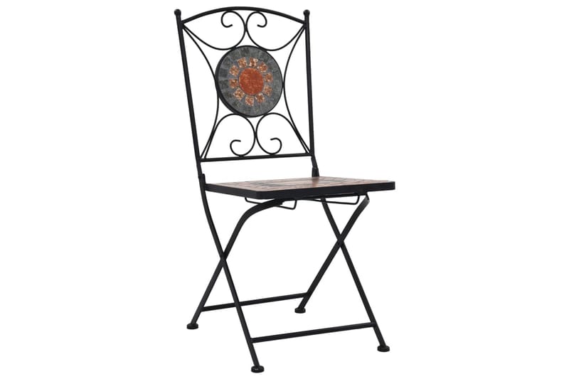 Mosaikkbistrosett med keramikkfliser 3 deler oransje/grå - Hagemøbler - Hagebord - Cafebord