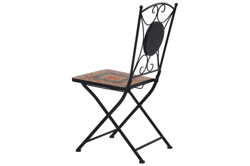 Mosaikkbistrosett med keramikkfliser 3 deler oransje/grå - Hagemøbler - Hagebord - Cafebord