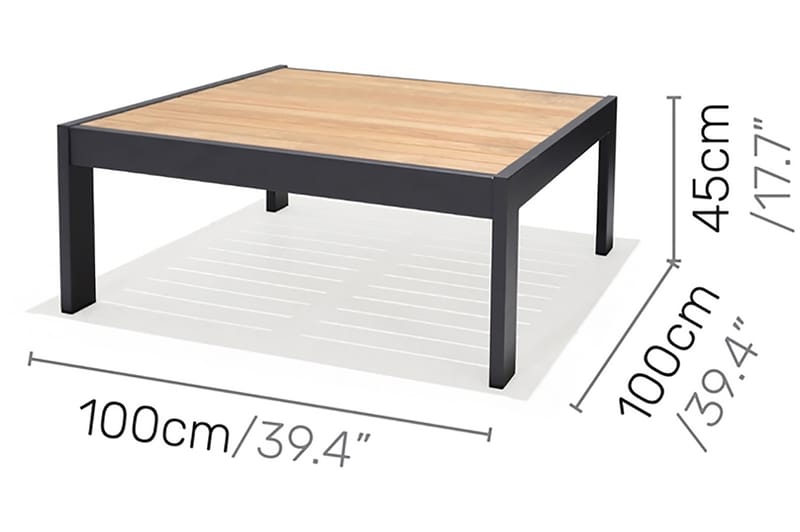 Palau Cafébord 103 cm - Tre/Grå - Hagemøbler - Hagebord - Cafebord