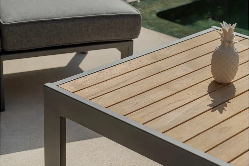 Palau Cafébord 103 cm - Tre/Grå - Hagemøbler - Hagebord - Cafebord