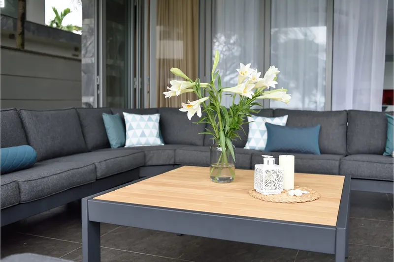 Palau Cafébord 103 cm - Tre/Grå - Hagemøbler - Hagebord - Cafebord