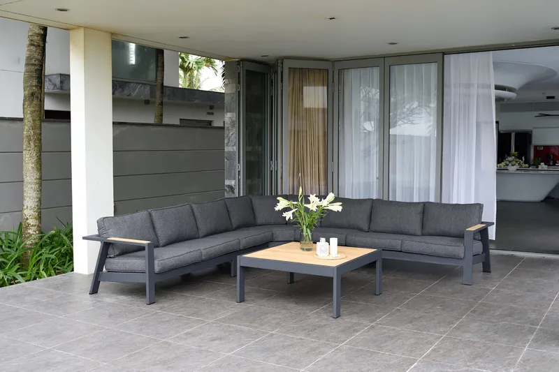 Palau Cafébord 103 cm - Tre/Grå - Hagemøbler - Hagebord - Cafebord