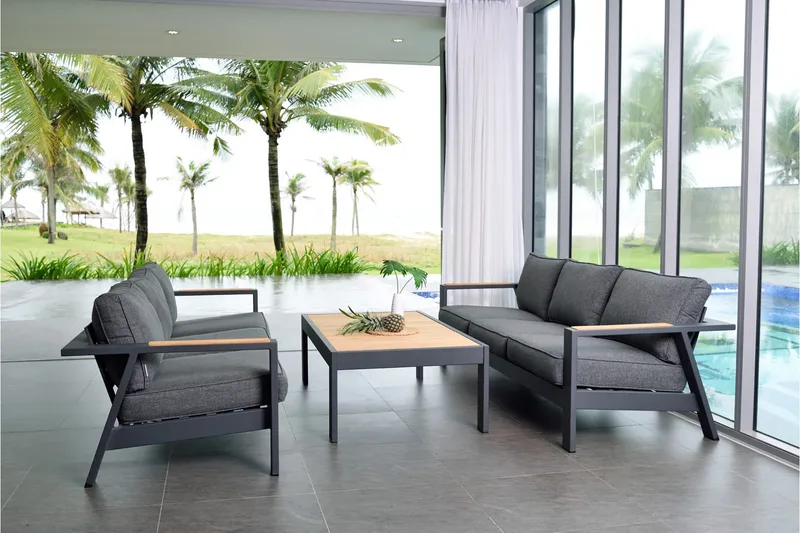 Palau Cafébord 143 cm - Tre/Grå - Hagemøbler - Hagebord - Cafebord