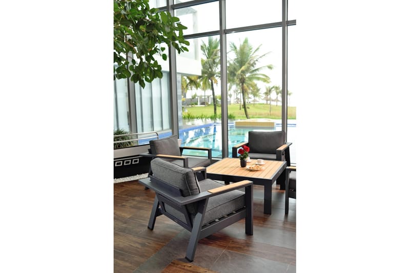 Palau Cafébord 63 cm - Tre/Grå - Hagemøbler - Hagebord - Cafebord