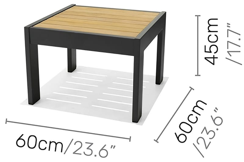 Palau Cafébord 63 cm - Tre/Grå - Hagemøbler - Hagebord - Cafebord