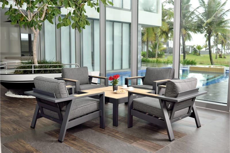 Palau Cafébord 63 cm - Tre/Grå - Hagemøbler - Hagebord - Cafebord