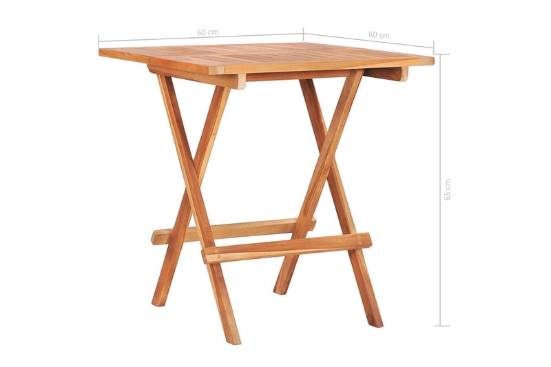 Sammenleggbart bistrobord 60x60x65 cm heltre teak - Brun - Hagemøbler - Hagebord - Cafebord