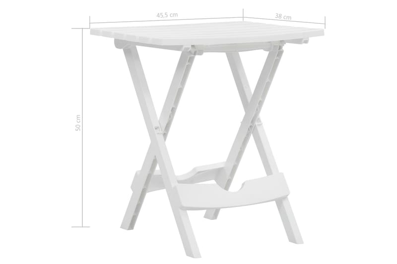 Sammenleggbart hagebord 45,5x38,5x50 cm hvit - Cafebord - Balkongbord