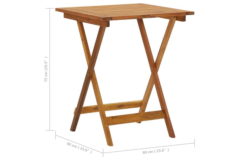 Sammenleggbart hagebord 60x60x75 cm heltre akasie - Brun - Hagemøbler - Hagebord - Cafebord