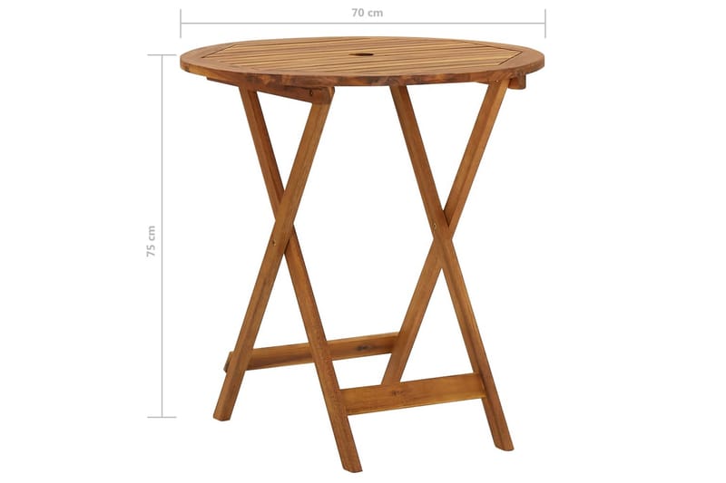 Sammenleggbart hagebord 70 cm heltre akasie - Brun - Cafebord - Balkongbord