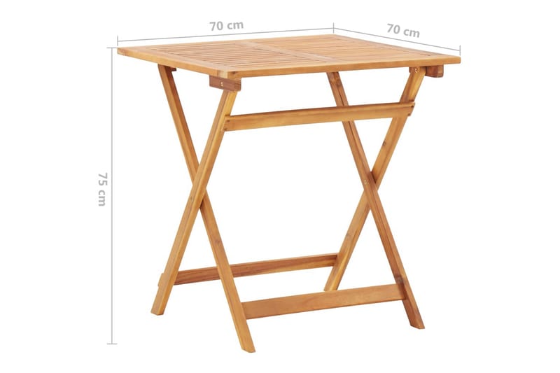 Sammenleggbart hagebord 70x70x75 cm heltre akasie - Cafebord - Balkongbord