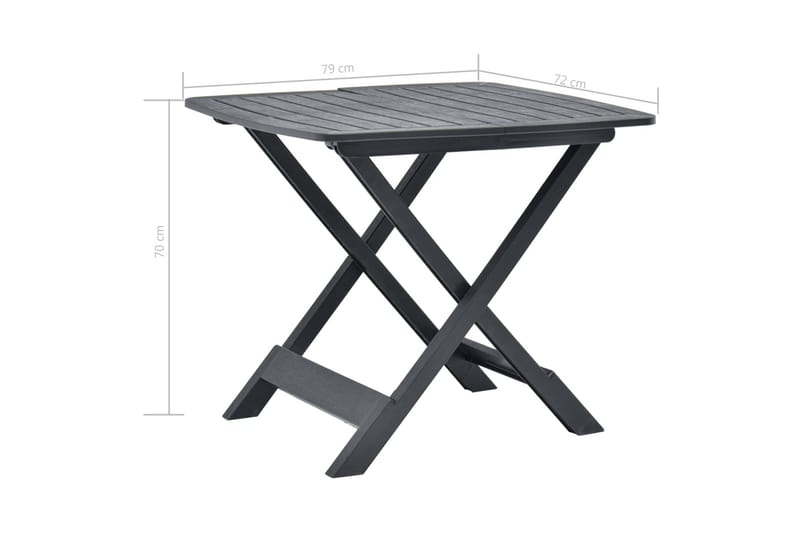 Sammenleggbart hagebord antrasitt 79x72x70 cm plast - Cafebord - Balkongbord