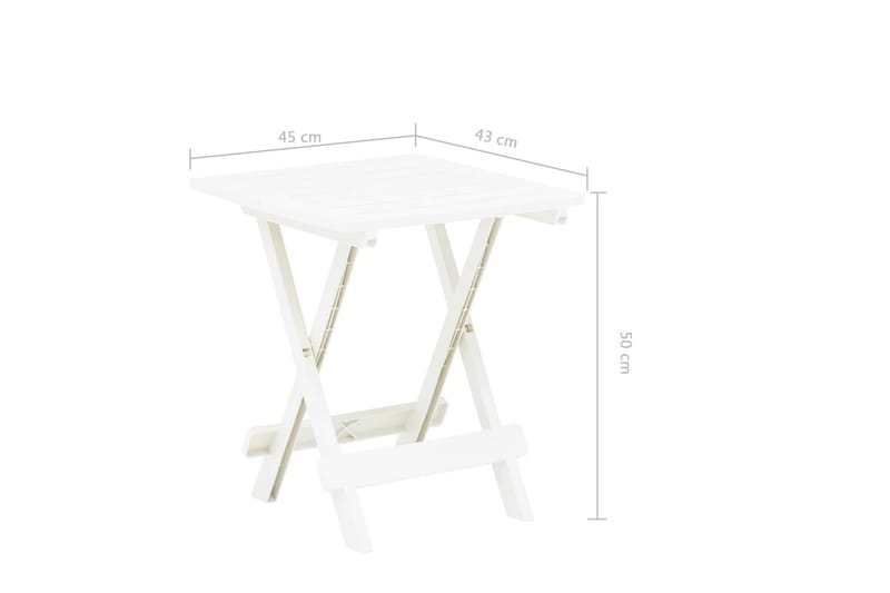 Sammenleggbart hagebord hvit 45x43x50 cm plast - Hagemøbler - Hagebord - Cafebord