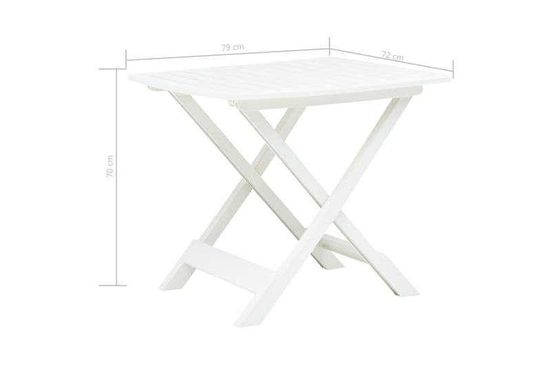 Sammenleggbart hagebord hvit 79x72x70 cm plast - Hagemøbler - Hagebord - Cafebord