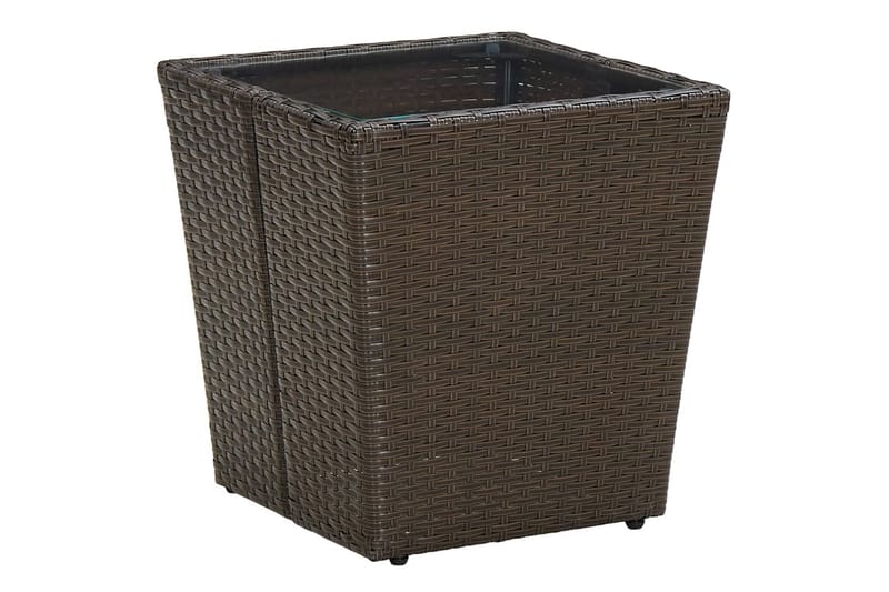 Tebord brun 41,5x41,5x44 cm polyrotting og herdet glass - Brun - Hagemøbler - Hagebord - Cafebord