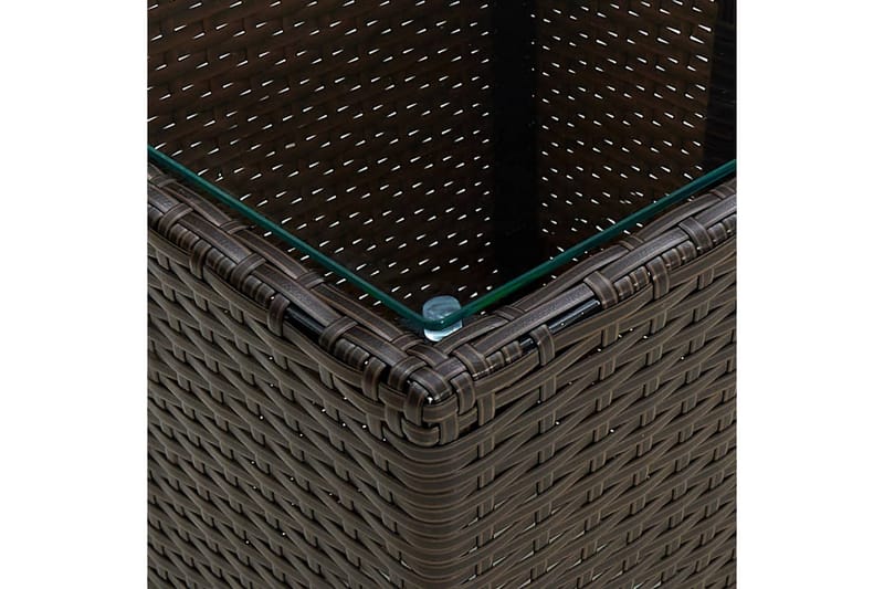 Tebord brun 41,5x41,5x44 cm polyrotting og herdet glass - Brun - Hagemøbler - Hagebord - Cafebord