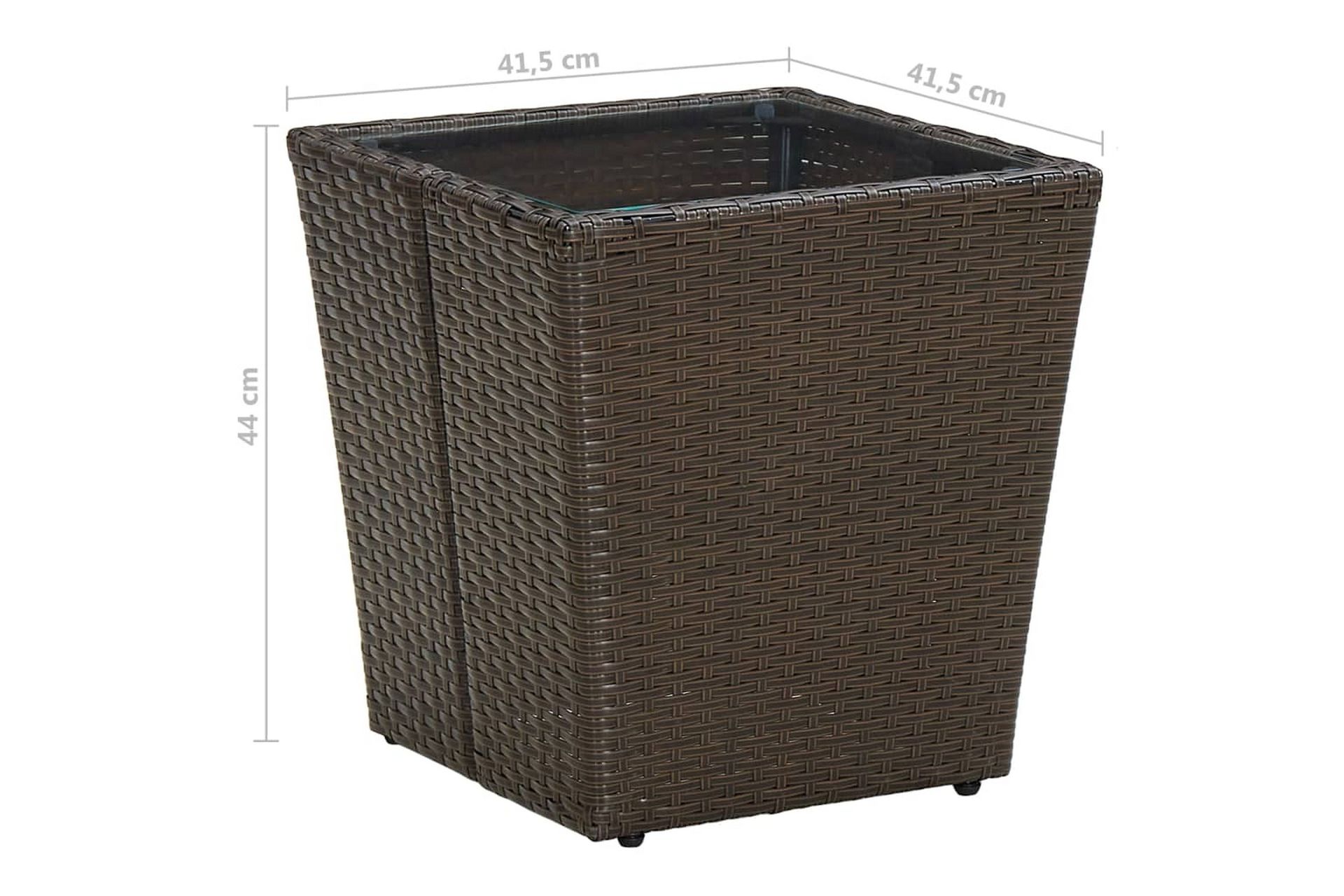 Tebord brun 41,5x41,5x44 cm polyrotting og herdet glass - Brun - Hagemøbler - Hagebord - Cafebord