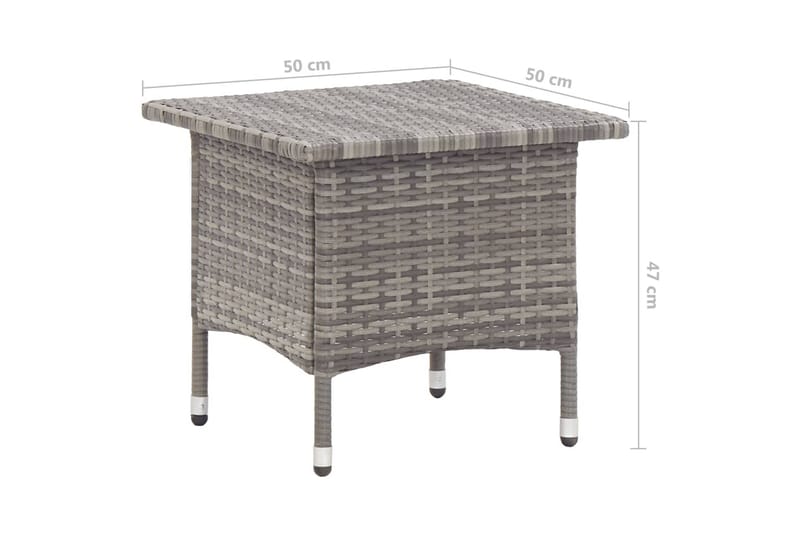 Tebord grå 50x50x47 cm polyrotting - Cafebord - Balkongbord