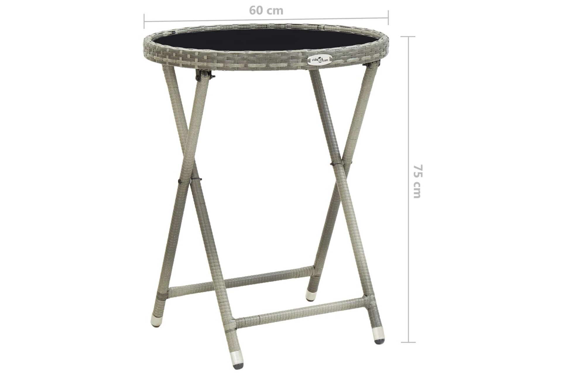 Tebord grå 60 cm polyrotting og herdet glass - Hagemøbler - Hagebord - Cafebord