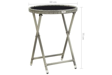 Tebord grå 60 cm polyrotting og herdet glass - Hagemøbler - Hagebord - Cafebord