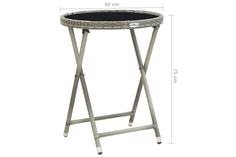 Tebord grå 60 cm polyrotting og herdet glass - Hagemøbler - Hagebord - Cafebord