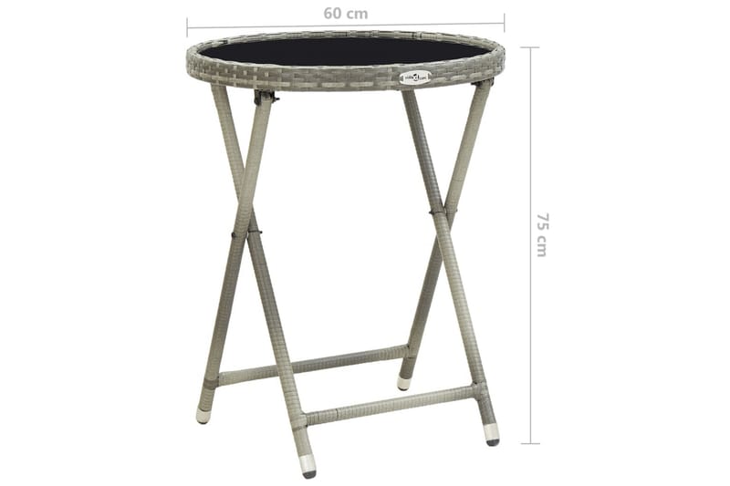 Tebord grå 60 cm polyrotting og herdet glass - Cafebord - Balkongbord