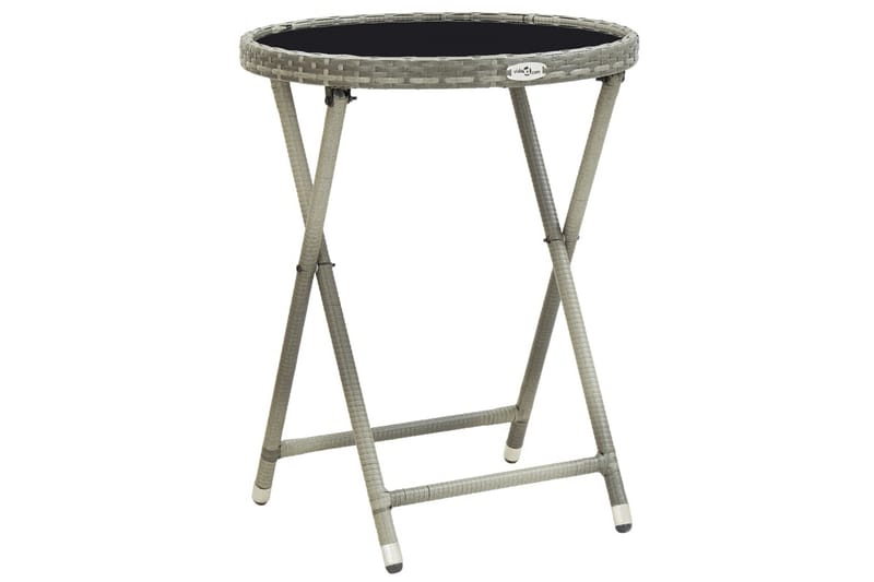 Tebord grå 60 cm polyrotting og herdet glass - Cafebord - Balkongbord