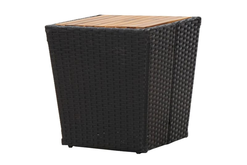 Tebord svart 41,5x41,5x43 cm polyrotting og heltre akasie - Svart - Cafebord - Balkongbord