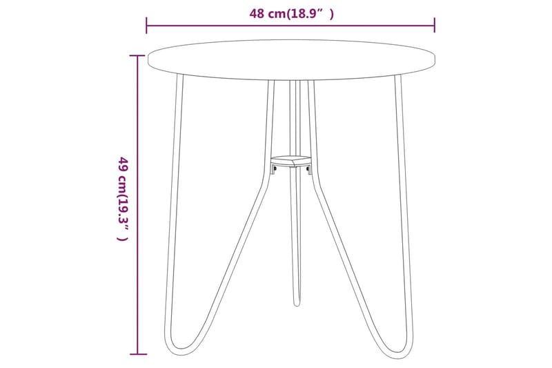 Tebord svart 48 cm MDF og jern - Svart - Cafebord - Balkongbord