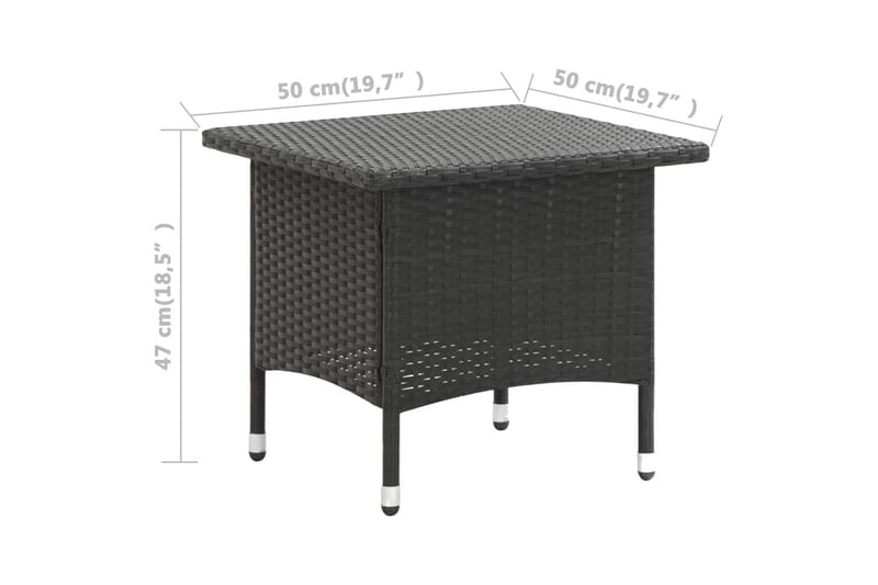 Tebord svart 50x50x47 cm polyrotting - Cafebord - Balkongbord