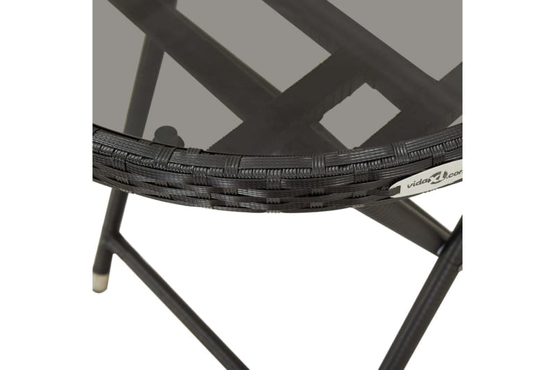 Tebord svart 60 cm polyrotting og herdet glass - Cafebord - Balkongbord