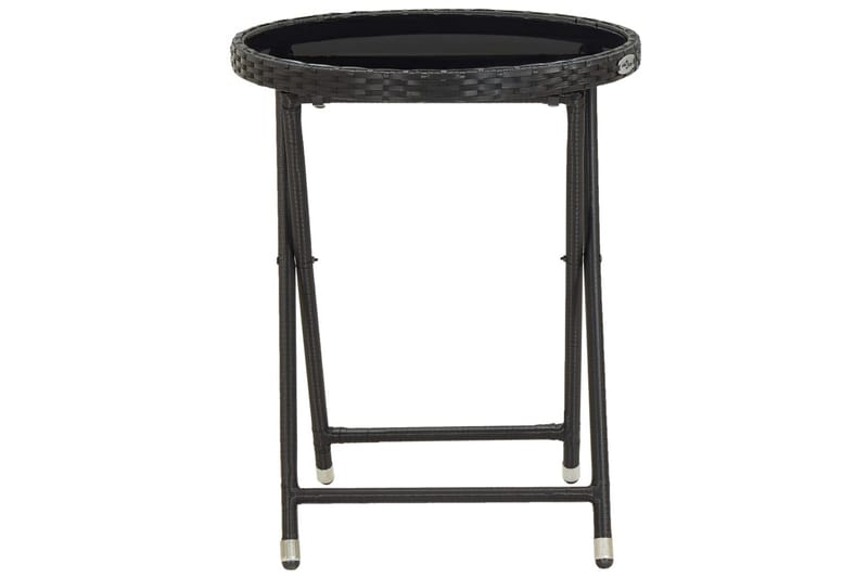 Tebord svart 60 cm polyrotting og herdet glass - Hagemøbler - Hagebord - Cafebord