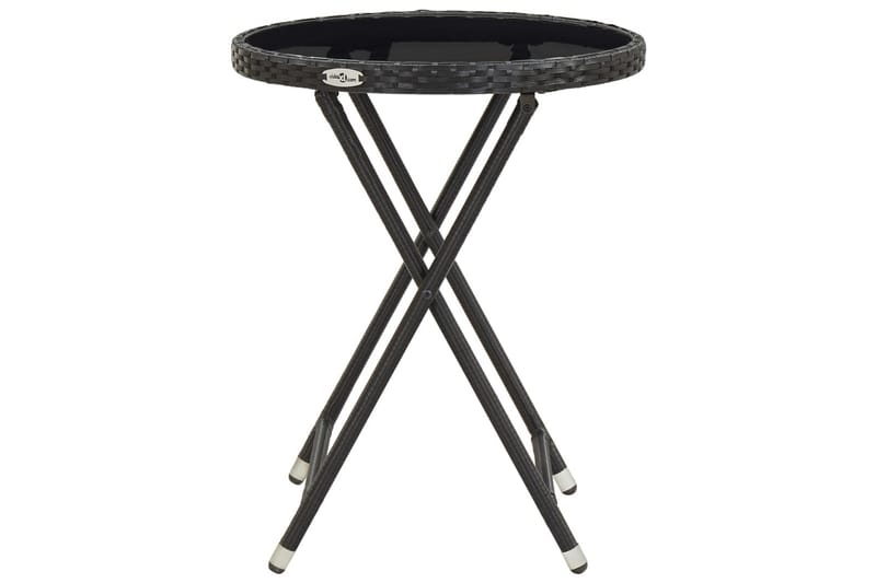 Tebord svart 60 cm polyrotting og herdet glass - Hagemøbler - Hagebord - Cafebord
