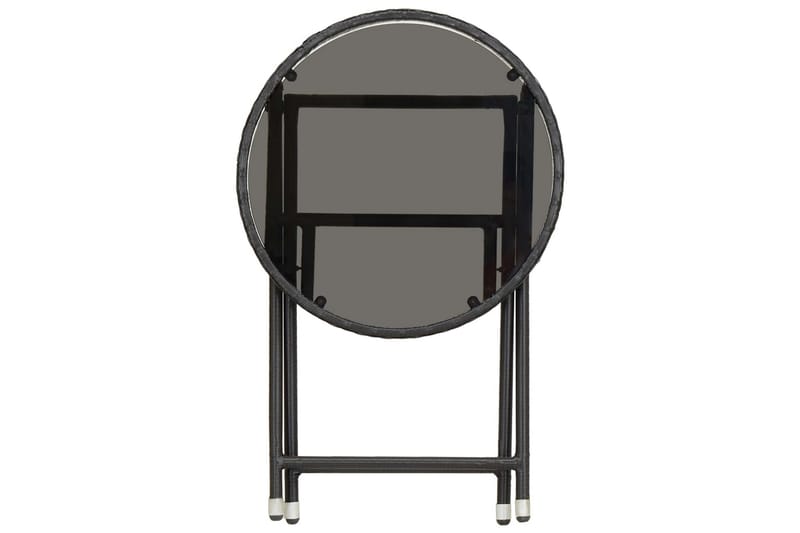 Tebord svart 60 cm polyrotting og herdet glass - Cafebord - Balkongbord