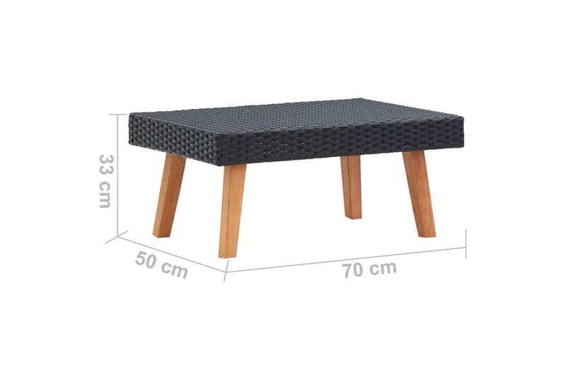 Utendørs salongbord polyrotting svart - Cafebord - Balkongbord