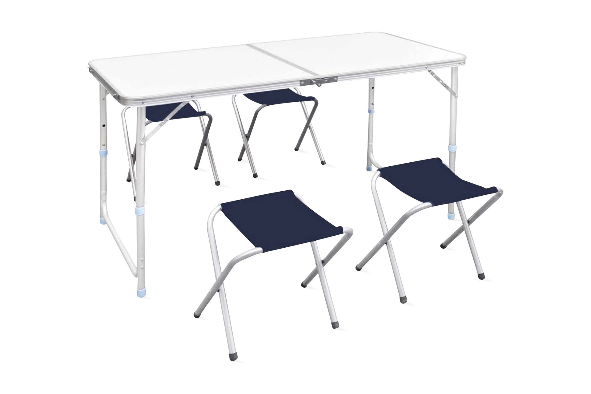 Camping Klappbord med 4 Klappstoler Justerbar Høyde 120x60cm - Hagemøbler - Hagebord - Campingbord