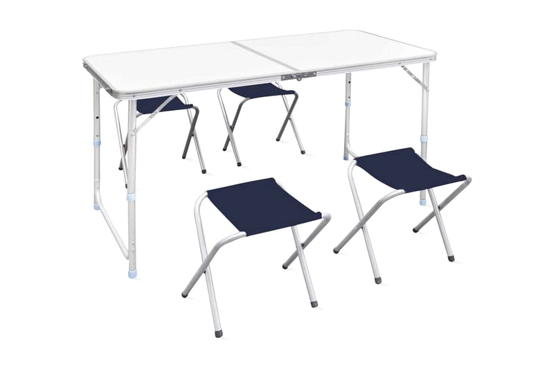 Camping Klappbord med 4 Klappstoler Justerbar Høyde 120x60cm - Hagemøbler - Hagebord - Campingbord