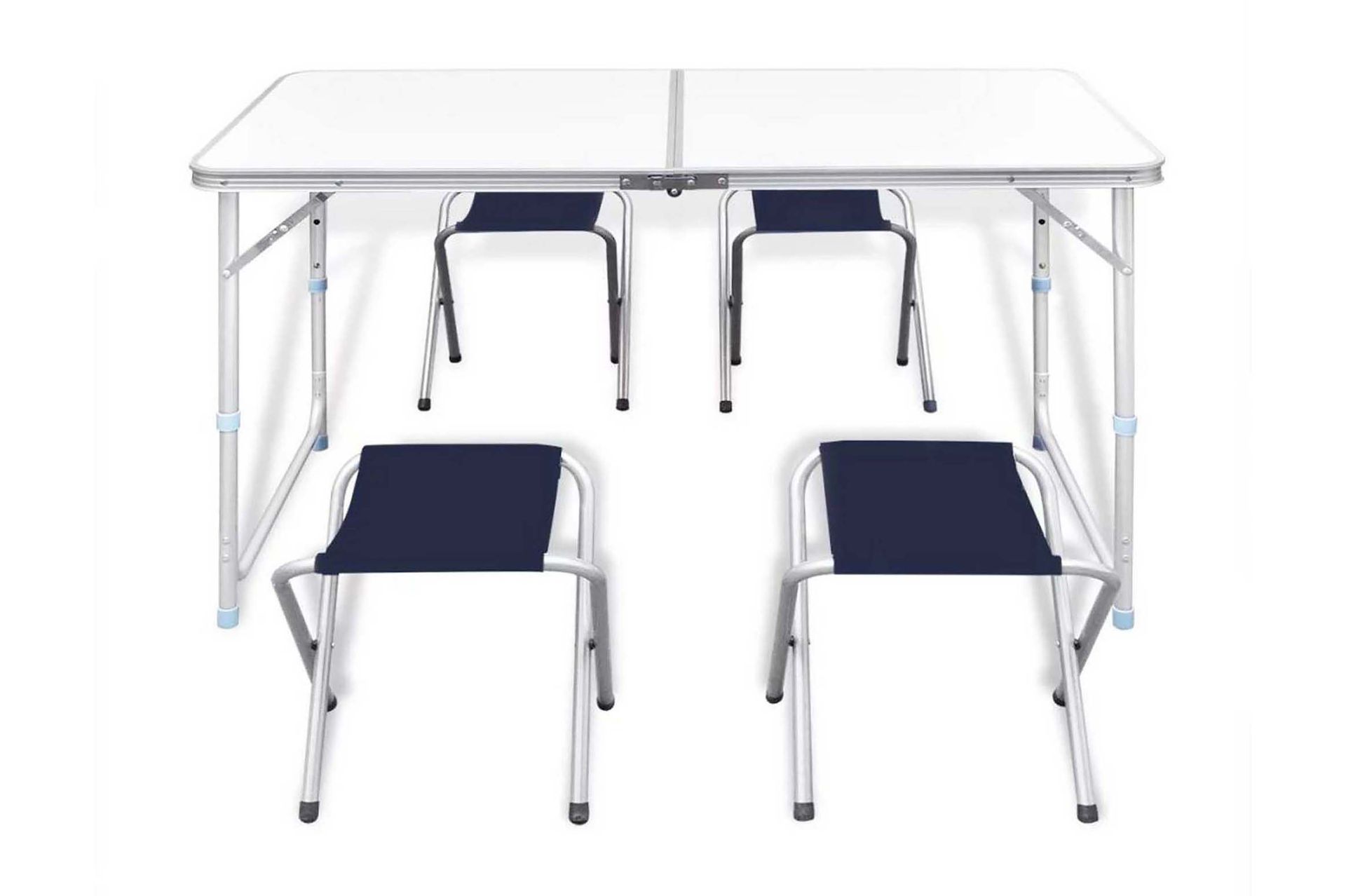 Camping Klappbord med 4 Klappstoler Justerbar Høyde 120x60cm - Hagemøbler - Hagebord - Campingbord