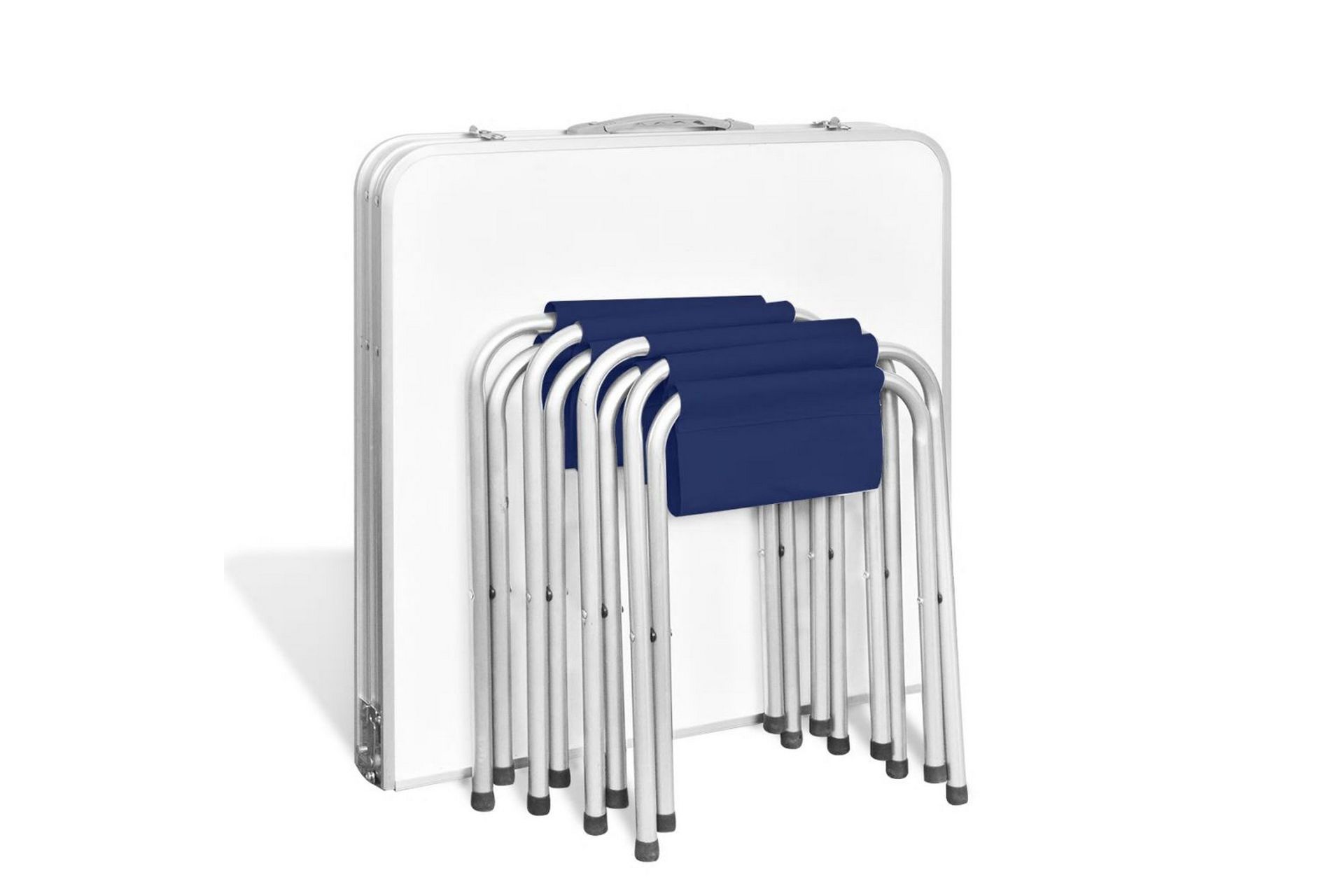 Camping Klappbord med 4 Klappstoler Justerbar Høyde 120x60cm - Hagemøbler - Hagebord - Campingbord
