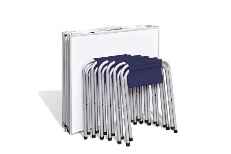 Campingbord med 6 Klappstoler Justerbar Høyde 180 x 60 cm - Hagemøbler - Hagebord - Campingbord